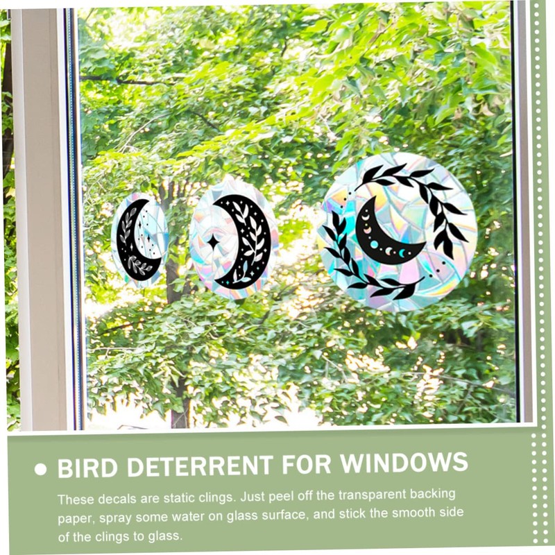 FUNOMOCYA 3sheets Bird Collision Prevention Static Window Cling Glass Alert