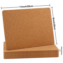 Boao 8 Pack Rectangle Cork Plant Coaster Trivets Backing, 11'' x 8'' x 0.2'' Square Cork Trivet for Hot Dishes Large Coaster Pad Sheet Heat Resistant Kitchen Restaurant Home Bar Cafe Wedding Supplies