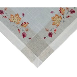 matches21 Melina Table Cloth Leaves Autumn Embroidery Home Textiles Table Cloth Colourful Poly Linen 1 Piece 60 x 60 cm