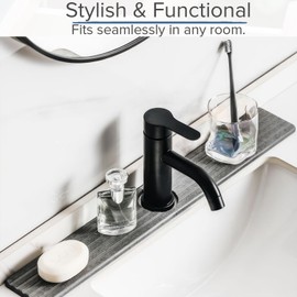 Kitchen Faucet Sink Mat Splash Guard, 23.6” x 3.9” Diatomite Fast Drying Stone Sink Tray, Super Absorbent Prevents Moisture Buildup, Splash Catcher for Bathroom, Counter, RV (Grey, XL)