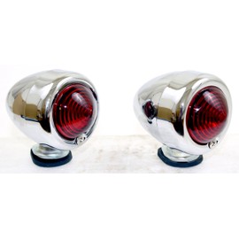 2X Superior Dixie 12V Chrome Bullet Style Red Marker Light Motorcycle 1 1/2" D