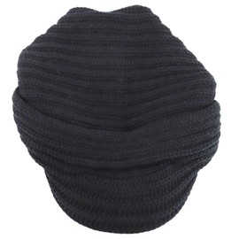 Armycrew Rasta Cable Knit Slouch Winter Visored Beanie Hat - Black