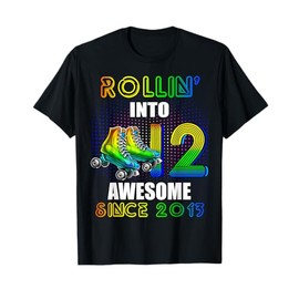 Birthday Roller Skating 12th Girl Rollin into 12 Skate Party T-Shirt