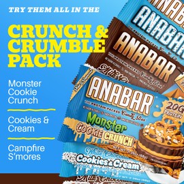 Anabar Protein Bar Variety Packs, The Protein-Packed Candy Bar, World's Best Tasting Protein Bar, No Sugar Alcohols, High Protein, Amazingly Delicious, 20 Grams of Protein (12 Bars, Crunch & Crumble Pack)