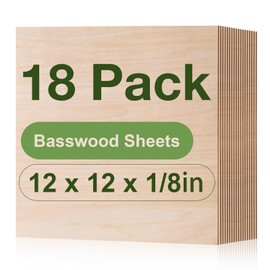 Rowood 18 Pack Basswood Sheets 1/8,3mm Basswood for Laser Cutting,Adult Craft Project Kits,Thin Unfinished Wood for DIY Ornaments,Wood Engraving,Wood Burning,Architectural Model