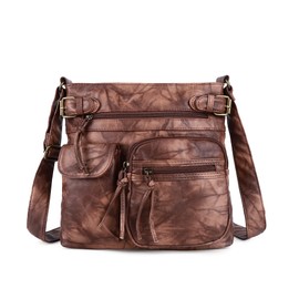 Angel Kiss Crossbody Bags for Women Washed Leather Shoulder Bags Multi Pocket Soft Hobo Purses and Medium Handbags