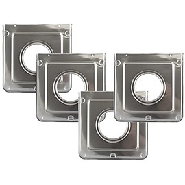 4 Pack - Style J - 9.125" x 9.3125" Square Heavy Duty Chrome Drip Pan -