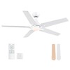 putroad 52 Inch Ceiling Fans with Lights and Remote, White