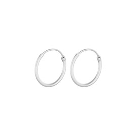 Pernille Corydon Hoop Earrings Silver - Tiny Plain Diameter 13 mm Shiny - Silver 925 - E137s, Sterling Silver