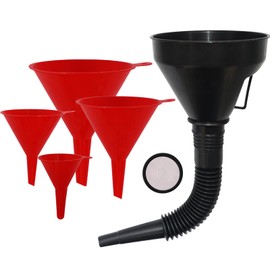 Plastic Oil Funnels for Automotive Use Set of 5, Large Flexible Fuel Funnel with Long Hose for Gas Transfer, Gasoline Funnels for Cars Boat Canning and Bottle