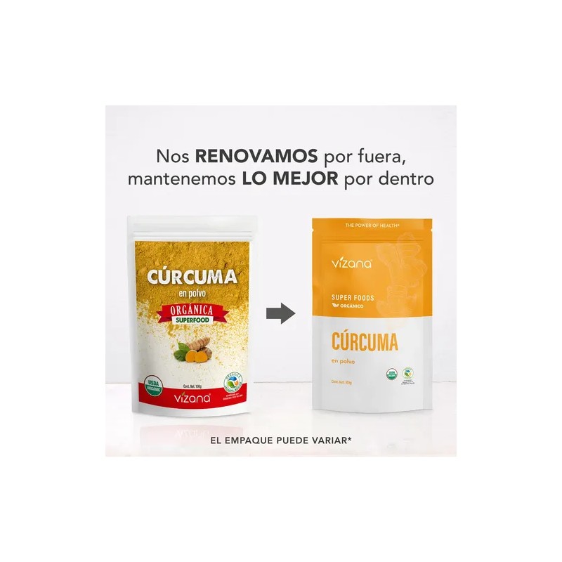 Cúrcuma Orgánica En Polvo 200g(2bolsas 100g)vizananutrition