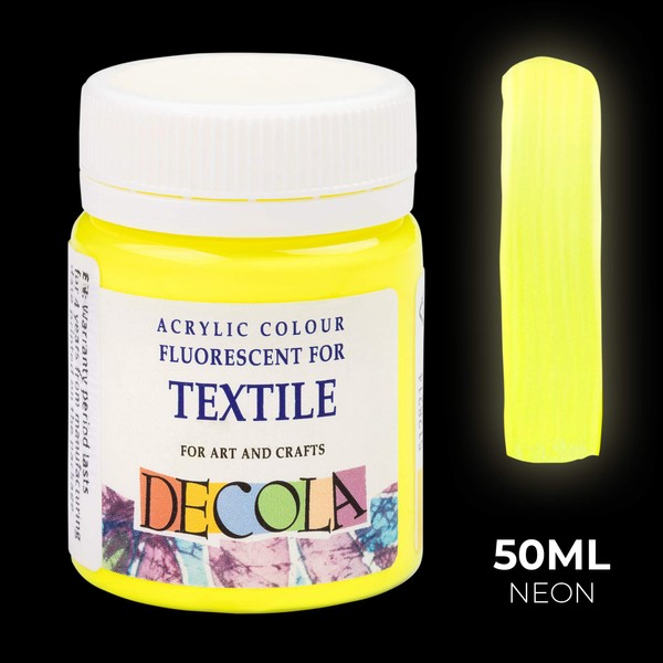 Decola | Colori per Tessuti permanenti |Giallo Fluo| Colori Tessuti permanenti | Pittura Fluorescente | Facile da Usare | Colori per Tessuti permanenti Professionali | da Neva Palette