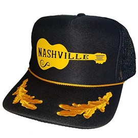 Nashville Guitar Snapback Tennessee Mesh Trucker Hat Cap Music Captain Music Guitar Black