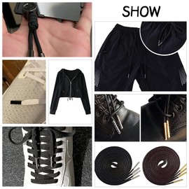 PH PandaHall 30 Sets Shoelace Aglets, Screws Aglets Tips Lace Cords End Black Seamless Tip Head Replacement End for Sports Shoes Boots Sneakers Clothes Lace Repairing