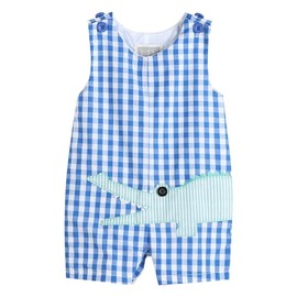 Lil cactus Royal Blue and Green Alligator Shortall, 18-24 Months