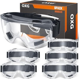 OXH 6 Pack Safety Goggles ANSI Z87.1 Glasses, Anti-Fog Protective Safety Glasses Lab Goggles Men Women Eye Protection Goggles - Color: Clear