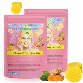  Aiwejay 80PCS Turmeric Face Scrub Pads,Turmeric Kojic Acid Cleansing Pads with Vitamin B5, Vitamin C Turmeric, Sugar Turmeric Cleansing Pads for Face (40 Count (Pack of 2))