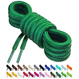 Birch Round Shoelaces 27 Colors 3/16" Thick Shoe Laces 4 Different Lengths (45.5" (115cm) - L, Green)