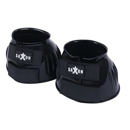 Saxon Double Tape Pvc Ribbed Bell Boots, Black, Pony