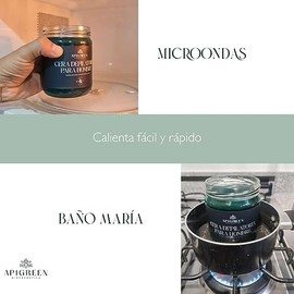 APIGREEN - CERA ESPAÑOLA 400GRS | DEPILACIÓN PARA HOMBRES BARBA, BIGOTE, NARIZ, ESPALDA, OREJAS - | DEPILA SIN DOLOR | EFICAZ EN TODO TIPO DE VELLO