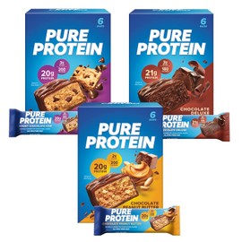 Pure Protein Bars, High Protein, Nutritious Snacks to Support Energy, Low Sugar, Gluten Free, Variety Pack, 1.76oz, 18 Pack