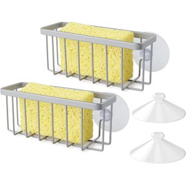 Porta Esponja Fregadero Con Ventosa,Soporte para esponja de cocina,Soporte para esponja para platos,Porta Esponja Fregadero,Instalación sin clavos,impermeable,a prueba de óxido y anticorrosión (Gris)