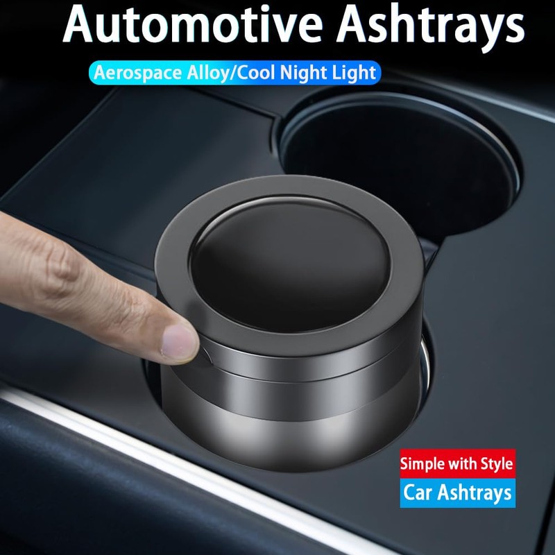 Tmengdao Car Ashtray, Ash Tray with Lid Smell Proof,Detachable Stainless