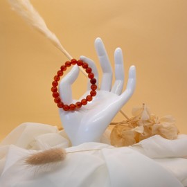 H&H Spirit Jewerly Carnelian Natural Gemstone Bracelets Natural Stones Ball Bracelet 8 mm Beads for Men and Women, Gemstone, Semi-precious stones