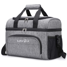 Lifewit Soft Cooler Bag 48-Can Lightweight Portable Cooler Tote Double Layer Grey