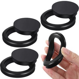 Maitys 4 Pieces Silicone Patio Table Umbrella Hole Ring Plug and Cap Set for Glass Outdoors Patio Table Deck Yard, 2 Inch (Black)