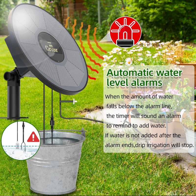 CIRYASR 50ft Solar Drip Irrigation Automatic Watering System 2200mAh Battery