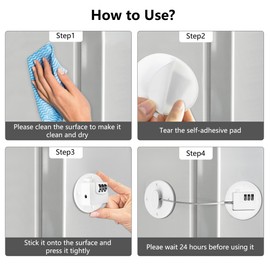 Fridge Lock Refrigerator Lock- Child Safety Cabinet Locks for Refrigerator, Freezer, Drawers & Cabinets - No Key Combination Lock, Adjustable & Reusable for Kids, Adults, Pets (White 1Pack)