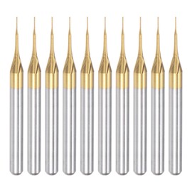 uxcell 10Pcs 0.3mm Titanium Coat Carbide End Mill Engraving Milling Cutter CNC Router Bits for PCB Machine, 1/8" Shank