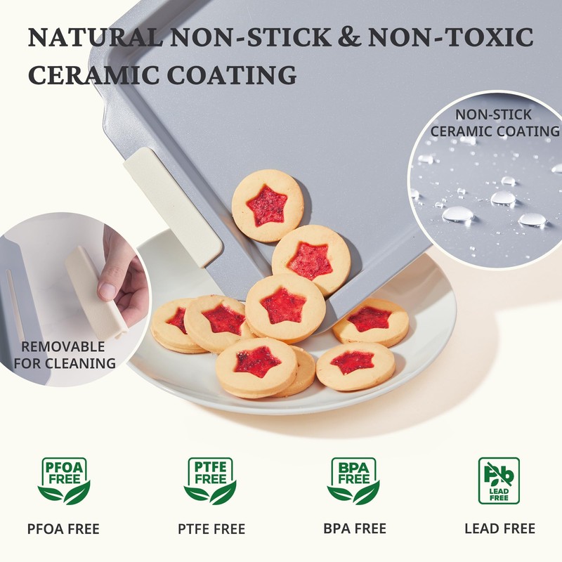 BRONYPRO Non Stick Ceramic Baking Sheet Pan Set of 3,