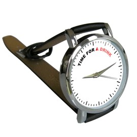 Time for A Drink Design Watch with a Genuine Leather Strap