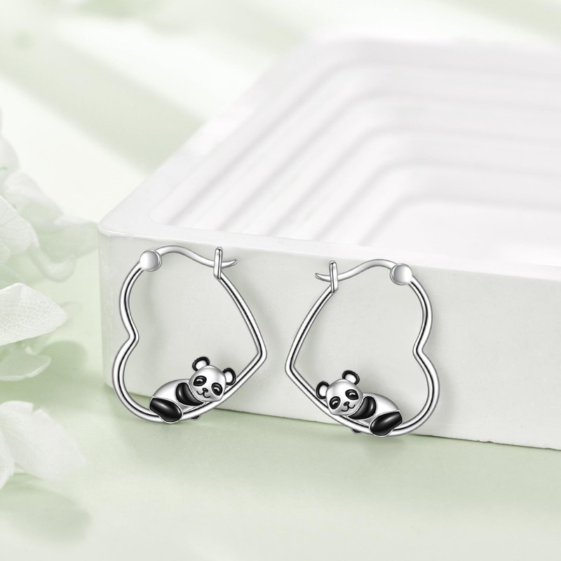 YFN Animal Earrings Sterling Silver Animal Heart Hoop Earrings Dangle