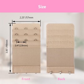 Alamic Bra Extenders 3 Hooks Elastic Stretchy Bra Extension Bra Strap Extender - 8 Pack