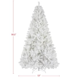 Yaheetech 7.5ft White Artificial Christmas Pine Tree Seasonal Holiday Carnival Home Party Decoration for Home, Office, Party Decoration Indoor Outdoor with 1539 Branch Tips and Foldable Stand