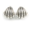Shell Shaped Clip On Earrings in Silver Tone/Vintage Inspired -