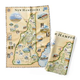 Xplorer Maps New Hampshire State Map Decorative Flour Sack Kitchen Tea Towel - 100% Cotton - 18" x 24"