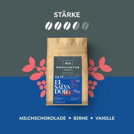Melitta Manufactory Coffee El Salvador, Specialty Coffee, 250 g, Whole Coffee Beans, Unground, Single Origin Farm Coffee, Gentle Drum Roasting, Roasted in Germany, Strength 3.5