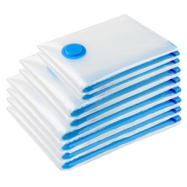 Vacuum Storage Bags - 8 Pack Reusable Strong Space Saver Compression Bags - Vacuum Pack Bags Double Zip Seal Travel Vacuum Storage Bags for Clothes Duvets Quilts Bedding Pillows(4Jumbo+2Large+2Medium)