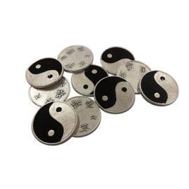 Eurofusioni Ching coins - TAO Yin Yang silver plated coins - The Yijing/I Ching Oracle and Lucky Charm - Diameter Coin inch 0,82-10 pieces