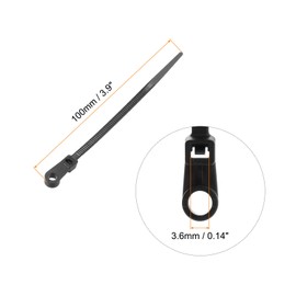 MECCANIXITY 500Pcs 4 Inch 40 Lbs Mounting Head Cable Zip Ties with Screw Hole Self-Locking Nylon Cable Tie 0.14" Wraps for Cord Management, Black