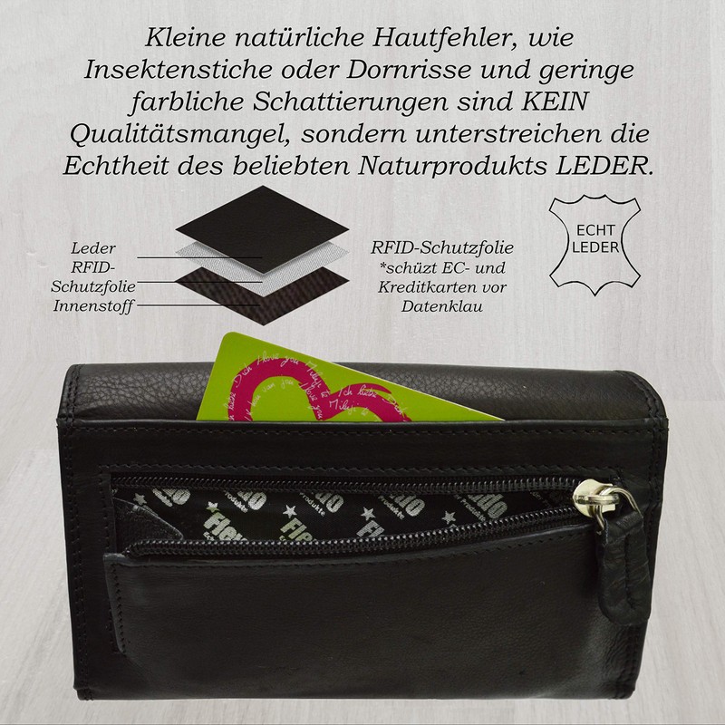 flevado Timeless Women's Leather Wallet in Various Colours with Enough