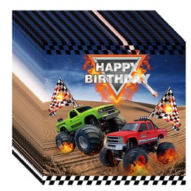 Ovanda Monstertruck Servietten Geburtstag, 20 Stück 33x33cm Geländewagen Monstertruck Servietten, Monster Party Racing Car Servietten Tischdeko Geburtstag für Kindergeburtstag oder Mottoparty