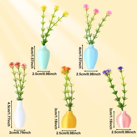 5pcs Mini Vase Magnets for Fridge, Cute Mini Magnetic Vases Funny Tiny 3D Plant Vase Decorations with Artificial Flowers for Home Office Kitchen Refrigerator Locker Decor