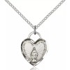 Bliss Sterling Silver Miraculous Heart Medal Pendant Necklace 18" Chain