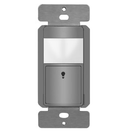 TOPGREENER PIR Passive Infrared Motion Sensor Switch, Ambient Light Level Detector, No Neutral Required, 150W LED/CFL, Occupancy Vacancy Modes, Ground Wire Required, Single Pole, TDOS5-JM, Gray