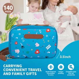 First Aid Kit for Kids - 140 Pieces, Small Travel for Car, Home, Outdoors, Sports, Camping, Backpacking, Mini First Aid Kit Includes Customized Band-Aids, Bandages